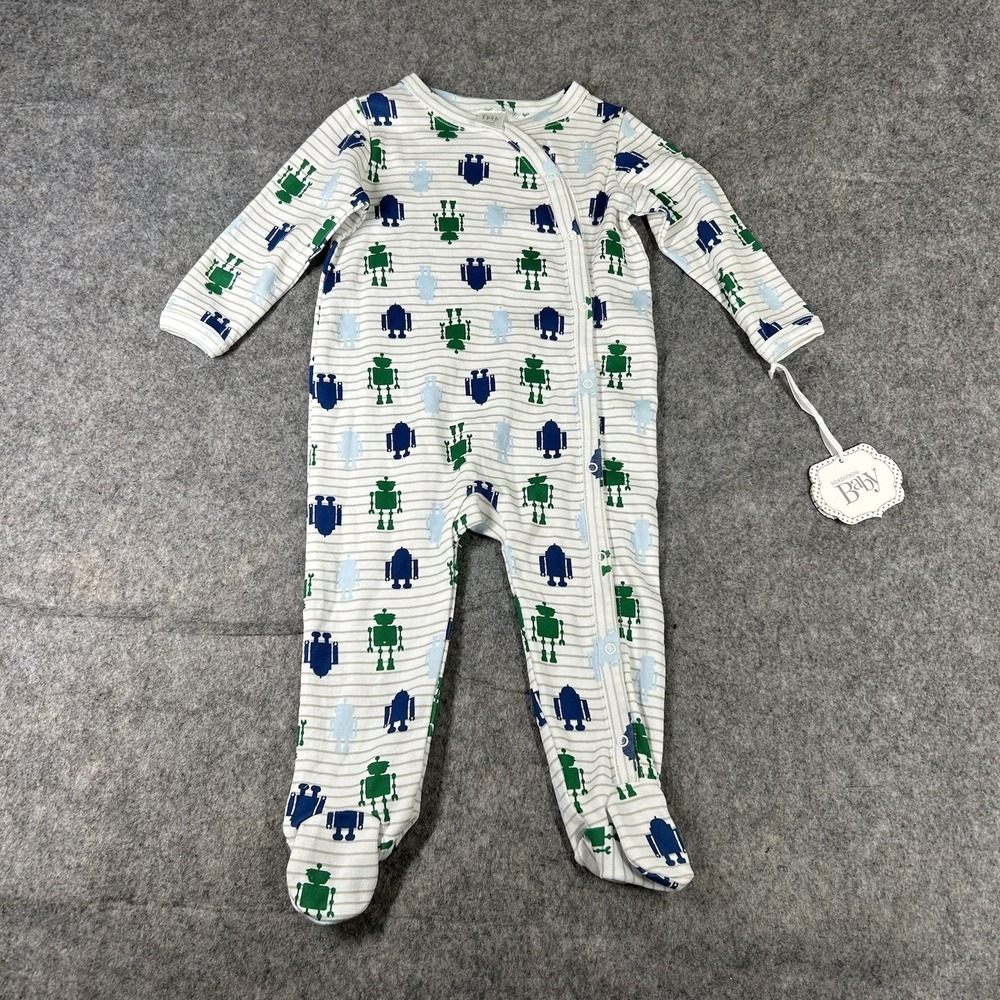 Nordstrom Baby Boy Sleeper 6 Months Striped Robot Print